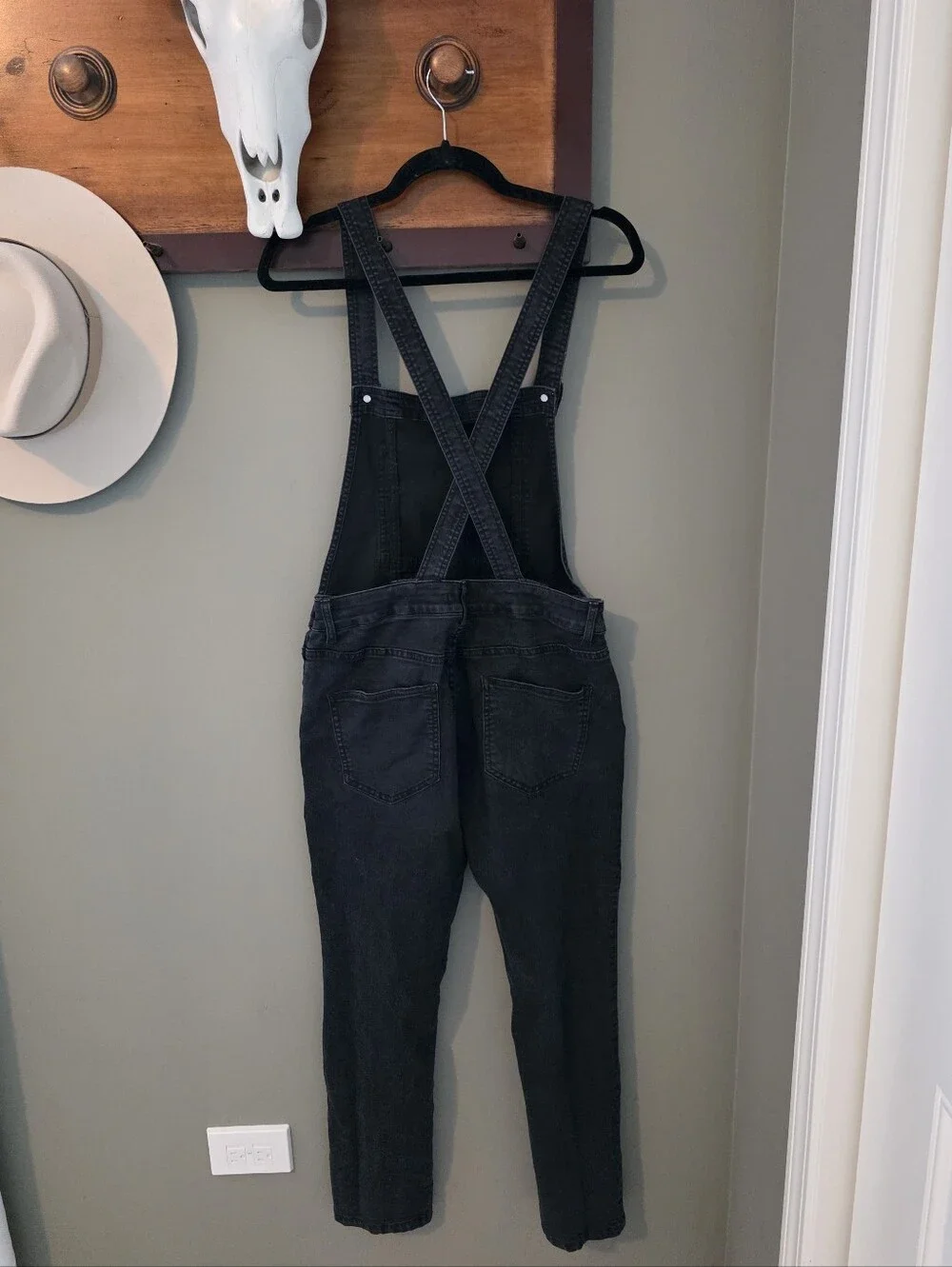 Free People Black Bib Overalls Size 29